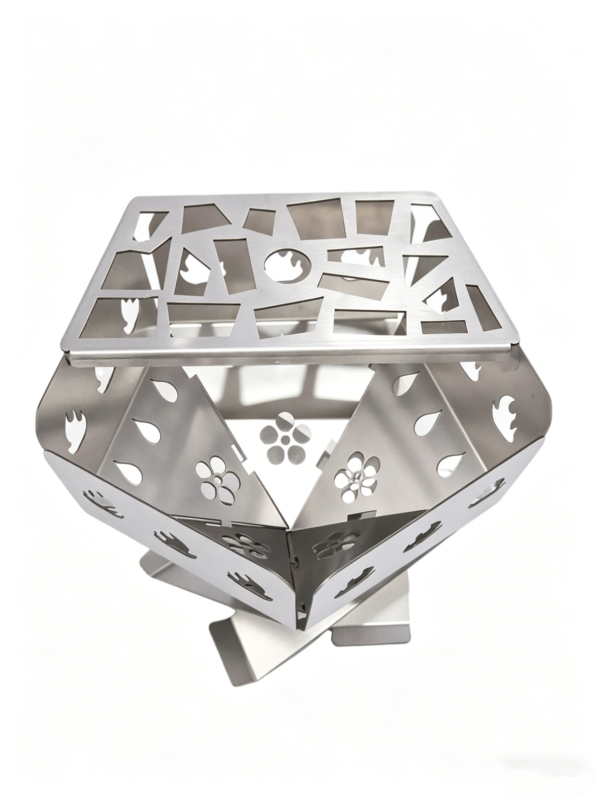 Portable folding fire pit with charcoal grill